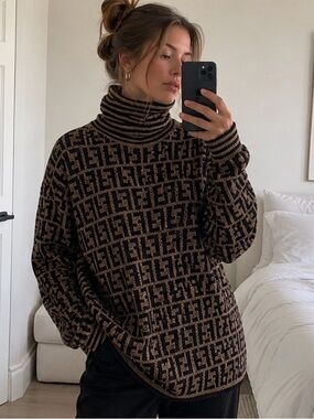 Authentic Fendi vintage Zucca monogram turtleneck sweater